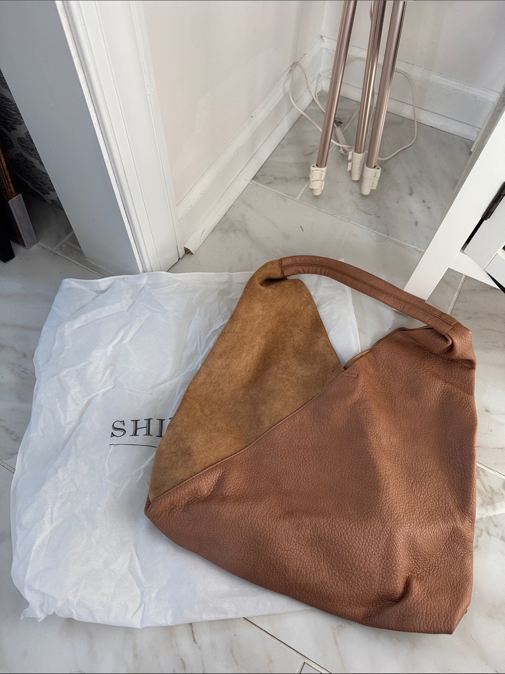Shiraleah Brown Two-Tone Leather Hobo Bag